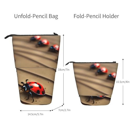 Evengigy Art Ladybug Tracks Print Cute Pencil Case with Zip Adjustable Stand Pencil Holder Funny Makeup Bag von Evengigy