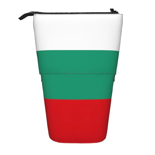 Evengigy Bulgarische Flagge, niedliches Federmäppchen mit Reißverschluss, verstellbarer Ständer, Stifthalter, lustige Make-up-Tasche, Schwarz , Einheitsgröße, Taschen-Organizer von Evengigy