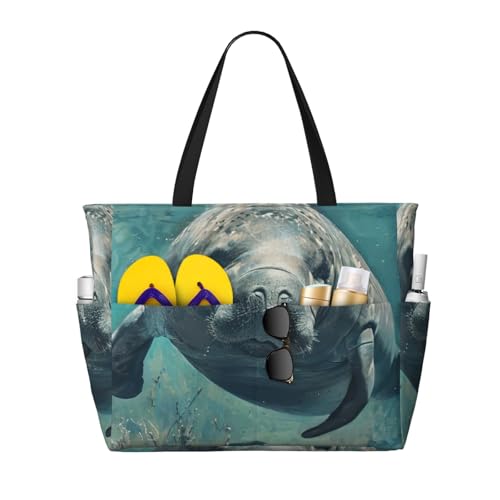 Evengigy Crazy Save Strandtasche für Damen, Seekuh-Aufdruck, wasserdicht, große Sporttasche, Handgepäcktasche für Reisen Evengigy Crazy Save Strandtasche für Damen, Seekuh-Aufdruck, wasserdicht, große Sporttasche, Handgepäcktasche für Reisen von Evengigy