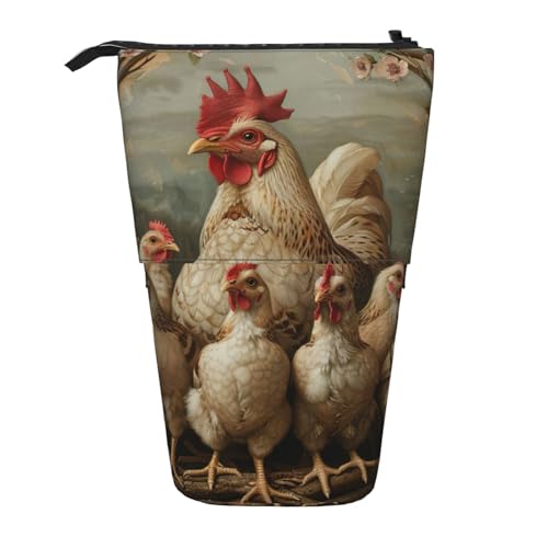 Evengigy Federmäppchen mit Hühnerbrut, niedliches Federmäppchen mit Reißverschluss, verstellbarer Ständer, Stifthalter, lustige Make-up-Tasche, Schwarz , Einheitsgröße, Taschen-Organizer von Evengigy