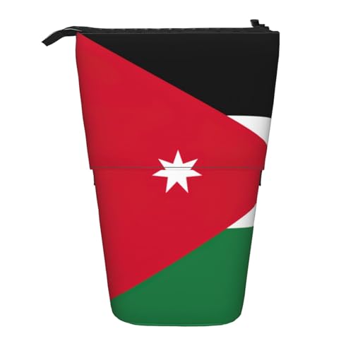 Evengigy Federmäppchen mit Jordanien-Flagge, niedliches Federmäppchen mit Reißverschluss, verstellbarer Ständer, Stifthalter, lustige Make-up-Tasche, Schwarz , Einheitsgröße, Taschen-Organizer von Evengigy