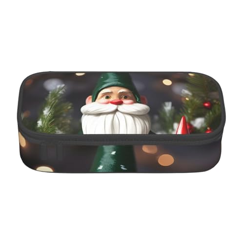 Evengigy Federmäppchen mit traditionellem Weihnachts-Zwerg-Druck, tragbares Design, Reise-Make-up-Tasche, Geldbörse, Schwarz , Einheitsgröße, Kosmetiktasche von Evengigy