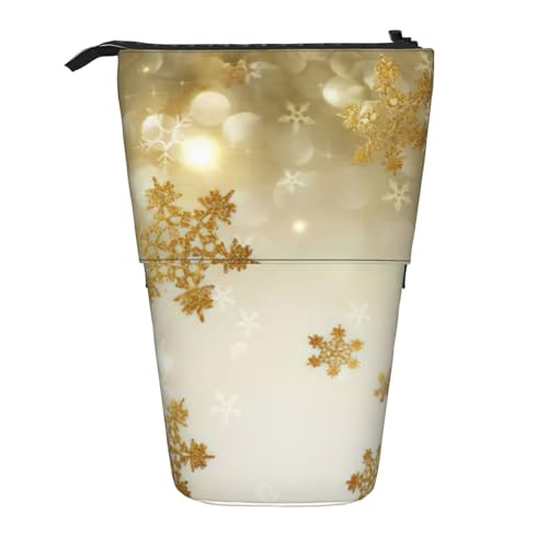 Evengigy Goldenes Federmäppchen mit Weihnachtsdruck, niedliches Federmäppchen mit Reißverschluss, verstellbarer Ständer, Stifthalter, lustige Make-up-Tasche, Schwarz , Einheitsgröße, Taschen-Organizer von Evengigy