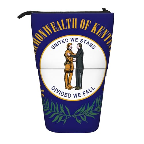 Evengigy Kentucky Staatsflaggen-Druck, niedliches Federmäppchen mit Reißverschluss, verstellbarer Ständer, Stifthalter, lustige Make-up-Tasche, Schwarz , Einheitsgröße, Taschen-Organizer von Evengigy