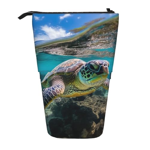 Evengigy Lord Howe Island Sea Turtle Print Cute Pencil Case with Zip Adjustable Stand Pencil Holder Funny Makeup Bag, Schwarz , Einheitsgröße, Taschen-Organizer von Evengigy