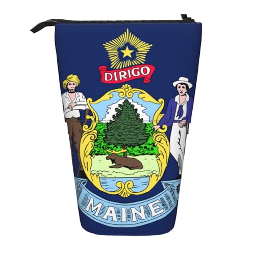 Evengigy Maine State Flag Print Cute Pencil Case with Zip Adjustable Stand Pencil Holder Funny Makeup Bag, Schwarz , Einheitsgröße, Taschen-Organizer von Evengigy