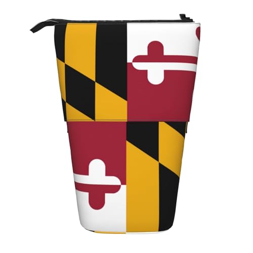 Evengigy Maryland State Flag Print Cute Pencil Case with Zip Adjustable Stand Pencil Holder Funny Makeup Bag, Schwarz , Einheitsgröße, Taschen-Organizer von Evengigy