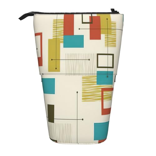 Evengigy Mid Century Modern Print Cute Pencil Case with Zip Adjustable Stand Pencil Holder Funny Makeup Bag, Schwarz , Einheitsgröße, Taschen-Organizer von Evengigy
