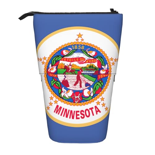 Evengigy Minnesota State Flag Print Cute Pencil Case with Zip Adjustable Stand Pencil Holder Funny Makeup Bag, Schwarz , Einheitsgröße, Taschen-Organizer von Evengigy