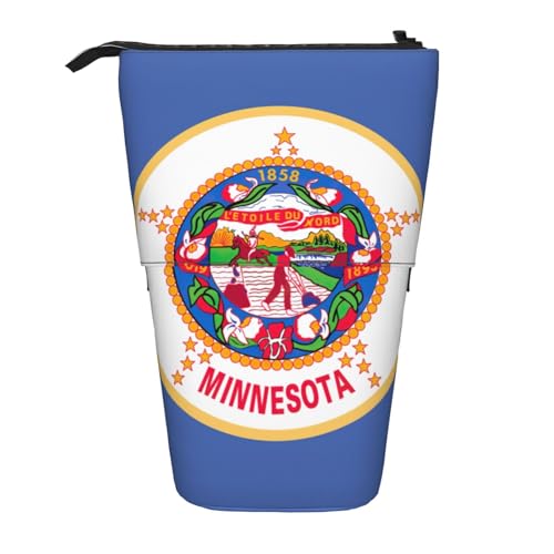 Evengigy Minnesota State Flag Print Cute Pencil Case with Zip Adjustable Stand Pencil Holder Funny Makeup Bag, Schwarz , Einheitsgröße, Taschen-Organizer von Evengigy