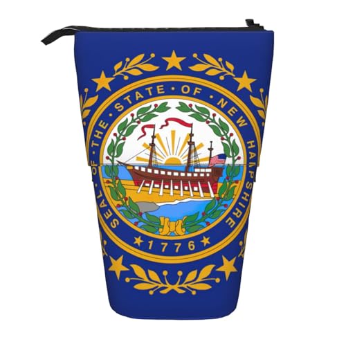 Evengigy New Hampshire State Flag Print Cute Pencil Case with Zip Adjustable Stand Pencil Holder Funny Makeup Bag, Schwarz , Einheitsgröße, Taschen-Organizer von Evengigy