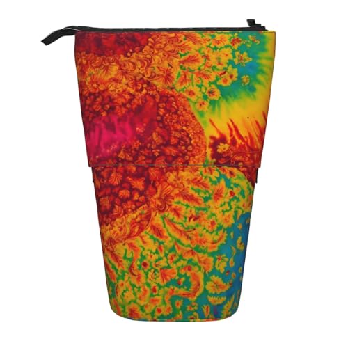 Evengigy Niedliches Federmäppchen mit Batikmuster, Hippie-Druck, mit Reißverschluss, verstellbarer Ständer, Stifthalter, lustige Make-up-Tasche, Schwarz , Einheitsgröße, Taschen-Organizer von Evengigy