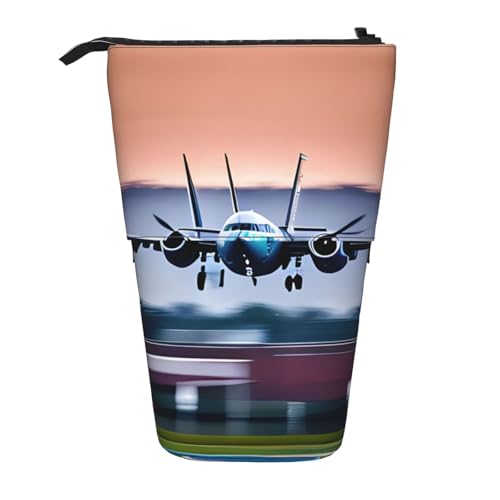 Evengigy Niedliches Federmäppchen mit Fliegenflugzeug-Druck, mit Reißverschluss, verstellbarer Ständer, Stifthalter, lustige Make-up-Tasche, Schwarz , Einheitsgröße, Taschen-Organizer von Evengigy