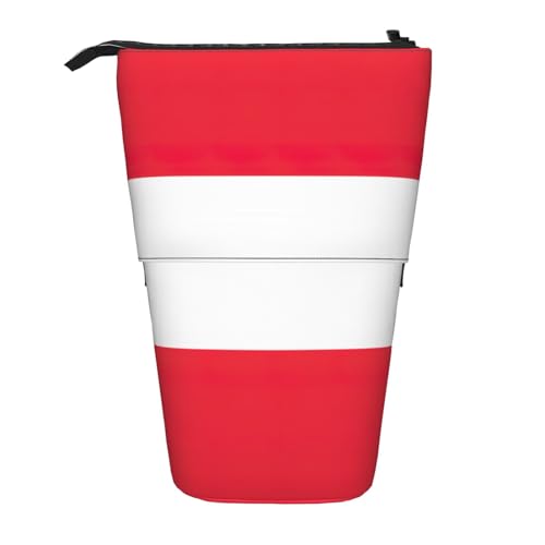 Evengigy Niedliches Federmäppchen mit Österreichischer Flagge, mit Reißverschluss, verstellbarer Ständer, Stifthalter, lustige Make-up-Tasche, Schwarz , Einheitsgröße, Taschen-Organizer von Evengigy
