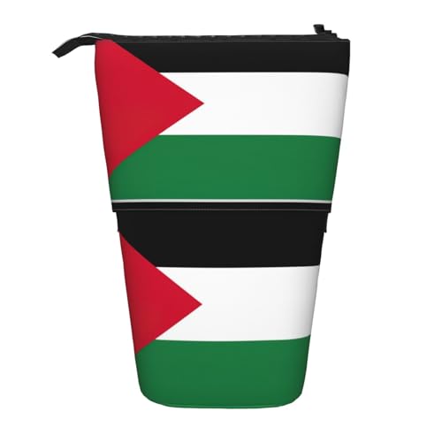 Evengigy Niedliches Federmäppchen mit Palästina-Flaggen-Druck, mit Reißverschluss, verstellbarer Ständer, Stifthalter, lustige Make-up-Tasche, Schwarz , Einheitsgröße, Taschen-Organizer von Evengigy
