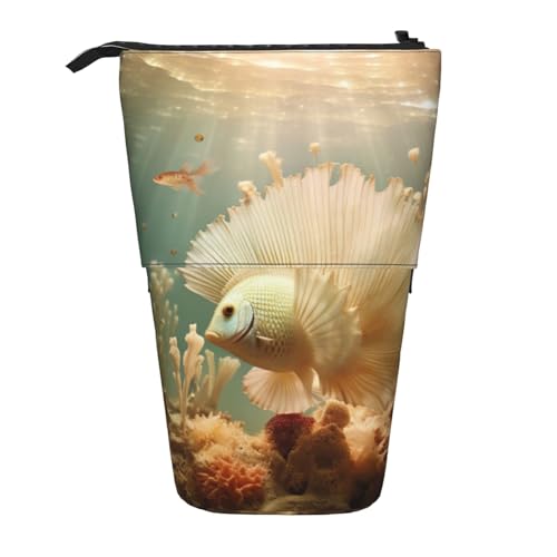 Evengigy Niedliches Federmäppchen mit Reißverschluss, Retro-Meerjungfrauen-Druck, verstellbarer Ständer, Stifthalter, lustige Make-up-Tasche, Schwarz , Einheitsgröße, Taschen-Organizer von Evengigy