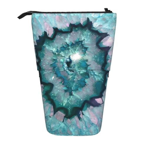 Evengigy Niedliches Federmäppchen mit Reißverschluss, verstellbarer Ständer, Stifthalter, lustige Make-up-Tasche, Blaugrün, Schwarz , Einheitsgröße, Taschen-Organizer von Evengigy