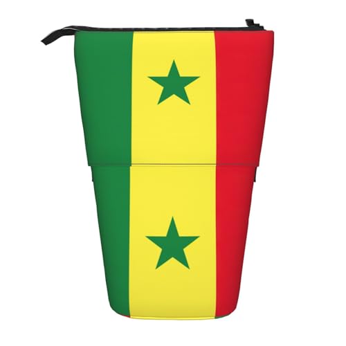 Evengigy Niedliches Federmäppchen mit Reißverschluss, verstellbarer Ständer, lustiger Make-up-Tasche mit Flagge von Senegal, Schwarz , Einheitsgröße, Taschen-Organizer von Evengigy