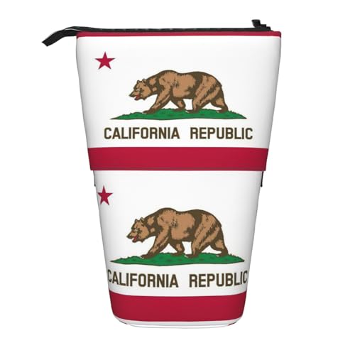 Evengigy Niedliches Federmäppchen mit Reißverschluss, verstellbarer Ständer, lustiger Make-up-Tasche mit Kalifornien-Flagge, Schwarz , Einheitsgröße, Taschen-Organizer von Evengigy