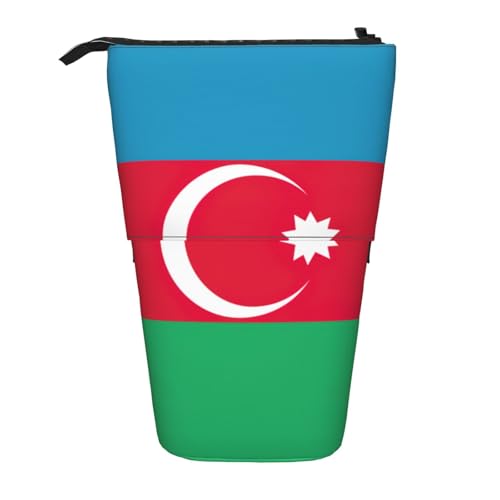 Evengigy Niedliches Federmäppchen mit Reißverschluss und verstellbarem Ständer, lustige Make-up-Tasche mit Flagge von Aserbaidschan, Schwarz , Einheitsgröße, Taschen-Organizer von Evengigy