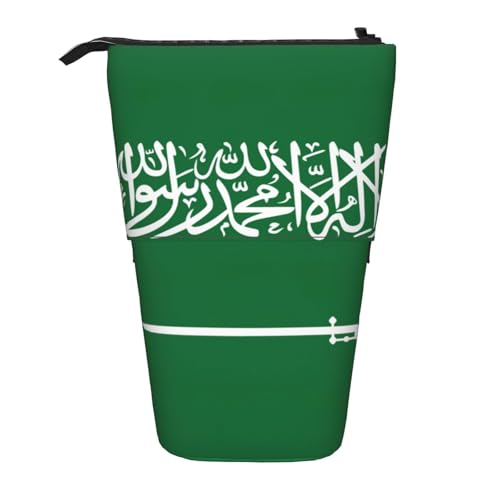 Evengigy Niedliches Federmäppchen mit Reißverschluss und verstellbarem Ständer, lustige Make-up-Tasche mit Flagge von Saudi-Arabien, Schwarz , Einheitsgröße, Taschen-Organizer von Evengigy