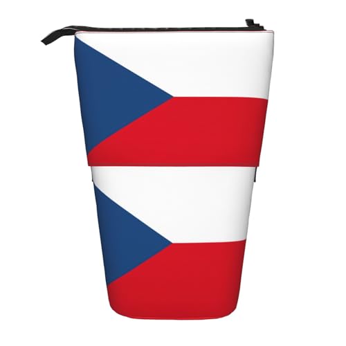 Evengigy Niedliches Federmäppchen mit Reißverschluss und verstellbarem Ständer, lustige Make-up-Tasche mit Flaggenmotiv der Tschechischen Republik, Schwarz , Einheitsgröße, Taschen-Organizer von Evengigy