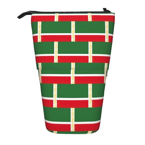 Evengigy Niedliches Federmäppchen mit Reißverschluss und verstellbarem Ständer, lustige Make-up-Tasche mit Flaggenmotiv der Tschetschenischen Republik, Schwarz , Einheitsgröße, Taschen-Organizer von Evengigy
