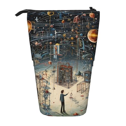 Evengigy Niedliches Federmäppchen mit Reißverschluss und verstellbarem Ständer, mit Physik-Druck, lustige Make-up-Tasche, Schwarz , Einheitsgröße, Taschen-Organizer von Evengigy