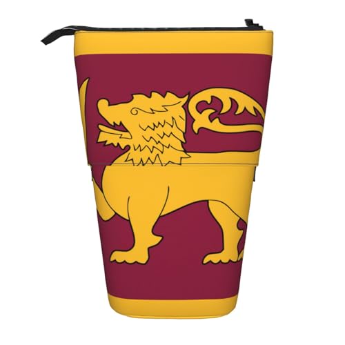 Evengigy Niedliches Federmäppchen mit Sri Lanka-Flagge, mit Reißverschluss, verstellbarer Ständer, Stifthalter, lustige Make-up-Tasche, Schwarz , Einheitsgröße, Taschen-Organizer von Evengigy
