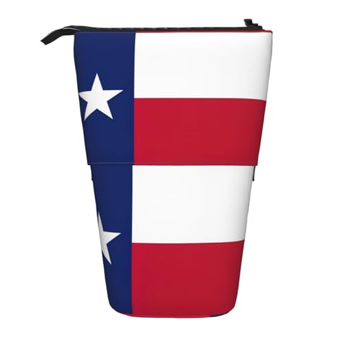 Evengigy Niedliches Federmäppchen mit Texas-Staatsflaggen-Druck, mit Reißverschluss, verstellbarer Ständer, Stifthalter, lustige Make-up-Tasche, Schwarz , Einheitsgröße, Taschen-Organizer von Evengigy