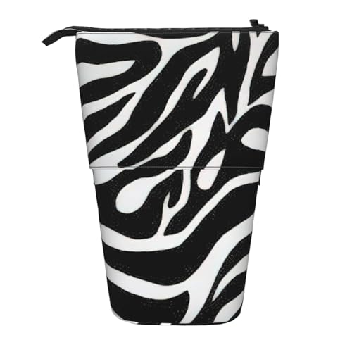 Evengigy Niedliches Federmäppchen mit Zebramuster, mit Reißverschluss, verstellbarer Ständer, Stifthalter, lustige Make-up-Tasche, Schwarz , Einheitsgröße, Taschen-Organizer von Evengigy