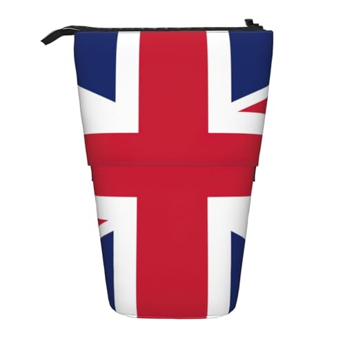 Evengigy Niedliches Federmäppchen mit britischer Flagge, mit Reißverschluss, verstellbarer Ständer, Stifthalter, lustige Make-up-Tasche, Schwarz , Einheitsgröße, Taschen-Organizer von Evengigy