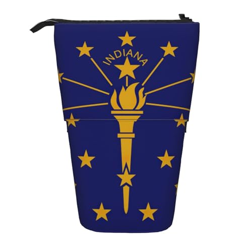 Evengigy Niedliches Federmäppchen mit indischem Flaggen-Druck, mit Reißverschluss, verstellbarer Ständer, Stifthalter, lustige Make-up-Tasche, Schwarz , Einheitsgröße, Taschen-Organizer von Evengigy