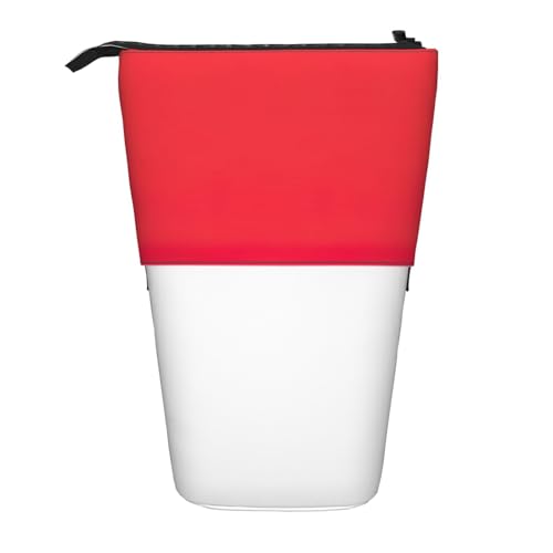 Evengigy Niedliches Federmäppchen mit indonesischer Flagge, mit Reißverschluss, verstellbarer Ständer, Stifthalter, lustige Make-up-Tasche, Schwarz , Einheitsgröße, Taschen-Organizer von Evengigy