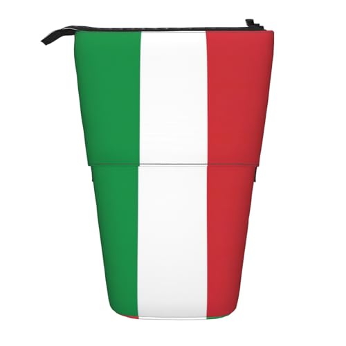 Evengigy Niedliches Federmäppchen mit italienischem Flaggen-Druck, mit Reißverschluss, verstellbarer Ständer, Stifthalter, lustige Make-up-Tasche, Schwarz , Einheitsgröße, Taschen-Organizer von Evengigy