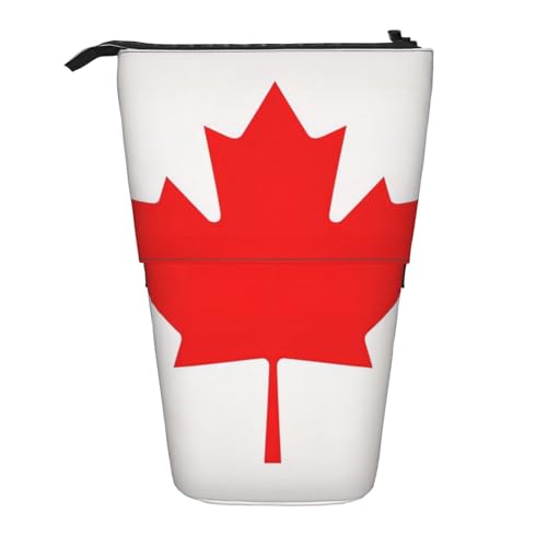 Evengigy Niedliches Federmäppchen mit kanadischer Flagge, mit Reißverschluss, verstellbarer Ständer, Stifthalter, lustige Make-up-Tasche, Schwarz , Einheitsgröße, Taschen-Organizer von Evengigy