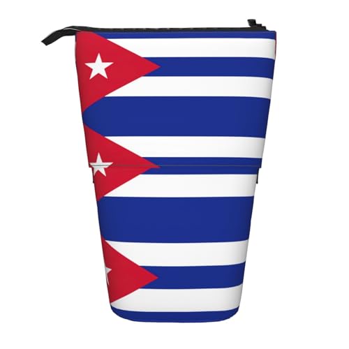 Evengigy Niedliches Federmäppchen mit kubanischer Flagge, mit Reißverschluss, verstellbarer Ständer, Stifthalter, lustige Make-up-Tasche, Schwarz , Einheitsgröße, Taschen-Organizer von Evengigy