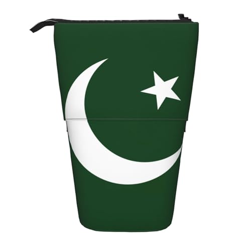 Evengigy Niedliches Federmäppchen mit pakistanischer Flagge, mit Reißverschluss, verstellbarer Ständer, Stifthalter, lustige Make-up-Tasche, Schwarz , Einheitsgröße, Taschen-Organizer von Evengigy