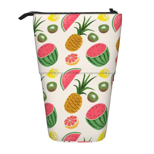 Evengigy Niedliches Federmäppchen mit tropischen Früchten, mit Reißverschluss, verstellbarer Ständer, Stifthalter, lustige Make-up-Tasche, Schwarz , Einheitsgröße, Taschen-Organizer von Evengigy