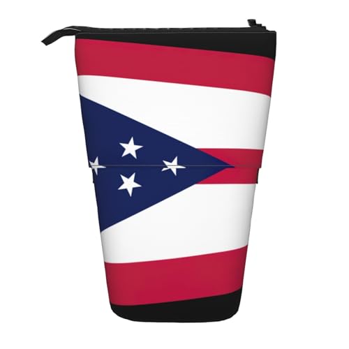 Evengigy Ohio State Flag Print Cute Pencil Case with Zip Adjustable Stand Pencil Holder Funny Makeup Bag, Schwarz , Einheitsgröße, Taschen-Organizer von Evengigy