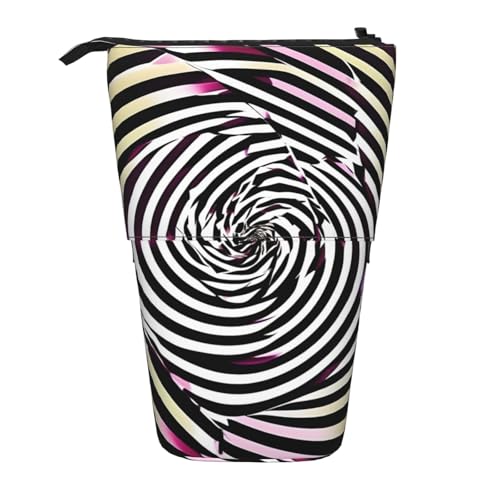Evengigy Spirale, optische Täuschung, GIF-Druck, niedliches Federmäppchen mit Reißverschluss, verstellbarer Ständer, Stifthalter, lustige Make-up-Tasche, Schwarz , Einheitsgröße, Taschen-Organizer von Evengigy