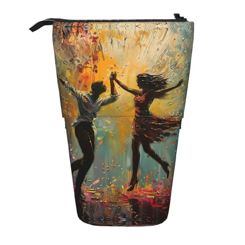 Evengigy Tanzen mit Musikdruck, niedliches Federmäppchen mit Reißverschluss, verstellbarer Ständer, Stifthalter, lustige Make-up-Tasche, Schwarz , Einheitsgröße, Taschen-Organizer von Evengigy