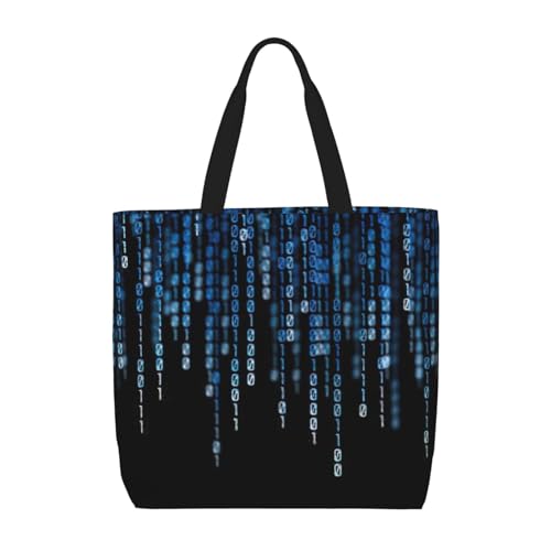 Evengigy The Blue Binary Print Tote Bag and Zipper Inner Pocket for Women Lady, Reusable Shopping Bag Travel Evengigy The Blue Binary Print Tote Bag and Zipper Inner Pocket for Women Lady, Reusable Shopping Bag Travel von Evengigy