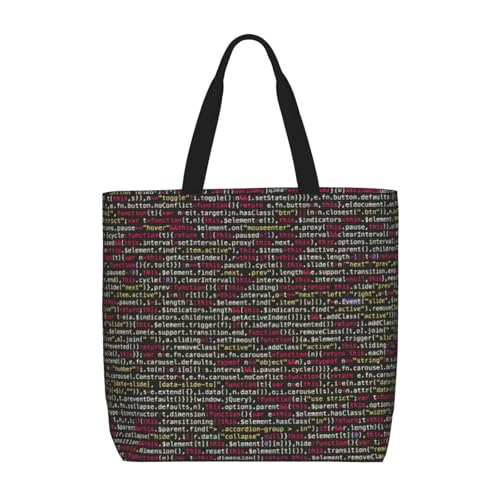 Evengigy Tragetasche mit Programmiercode-Aufdruck und Reißverschluss-Innentasche für Damen, wiederverwendbare Einkaufstasche für Reisen Evengigy Tragetasche mit Programmiercode-Aufdruck und Reißverschluss-Innentasche für Damen, wiederverwendbare Einkaufstasche für Reisen von Evengigy
