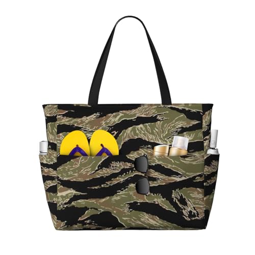 Evengigy Wasserdichte Strandtasche für Damen, Motiv: Tigerstreifen, Camouflage-Druck, große Sporttasche, Handgepäcktasche für Reisen Evengigy Wasserdichte Strandtasche für Damen, Motiv: Tigerstreifen, Camouflage-Druck, große Sporttasche, Handgepäcktasche für Reisen von Evengigy