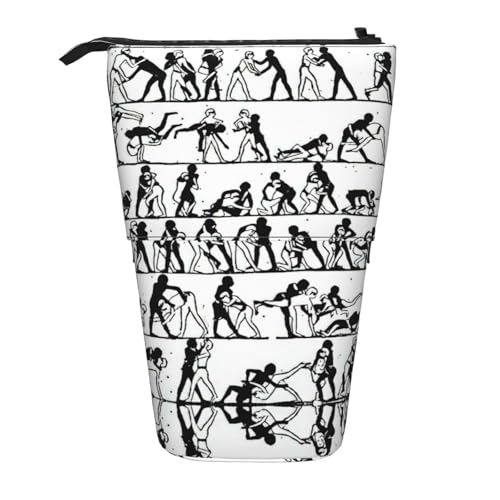 Evengigy Wrestlers Sportaufdruck, niedliches Federmäppchen mit Reißverschluss, verstellbarer Ständer, Stifthalter, lustige Make-up-Tasche, Schwarz , Einheitsgröße, Taschen-Organizer von Evengigy