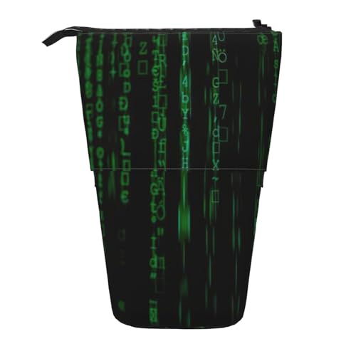 Hacker Era Print Cute Pencil Case with Zipper Adjustable Stand Pencil Holder Funny Makeup Bag, Schwarz , Einheitsgröße, Taschen-Organizer von Evengigy