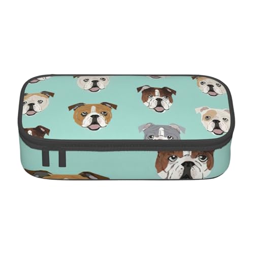 Lustiges Federmäppchen mit englischer Bulldogge, tragbares Design, Reise-Make-up-Tasche, Geldbörse, Schwarz , Einheitsgröße, Kosmetiktasche von Evengigy