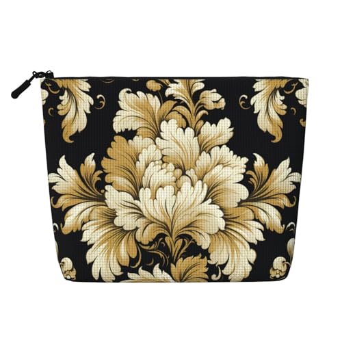 Make-up-Tasche mit Damast-Muster, niedliche Kosmetiktasche für Damen, Make-up-Tasche, Reise-Kulturbeutel für Damen, Schwarz , Einheitsgröße von Evengigy