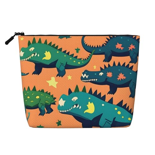 Make-up-Tasche mit Dinosaurier-Druck, niedliche Kosmetiktasche für Damen, Make-up-Tasche, Reise-Kulturbeutel für Damen, Schwarz , Einheitsgröße von Evengigy
